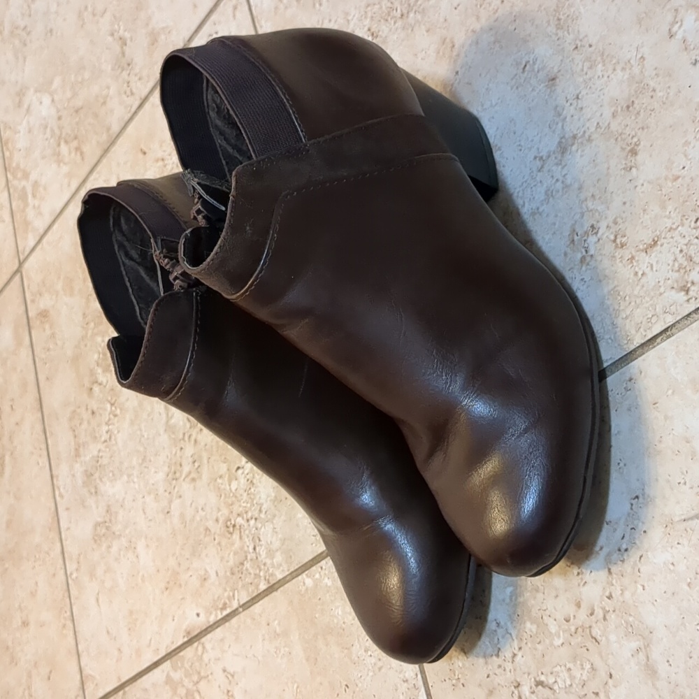 Brown Zip-Up Ankle Booties